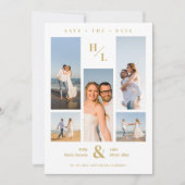 Stylish Minimalist Initials Collage 5 photos Save The Date (Vorderseite)