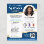 Stylish Mobile Notary Public QR Code Blue Editable Flyer (Vorne)