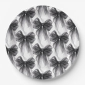 Stylish Modern Black Coquette Bow Pappteller (Vorderseite)