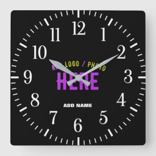 STYLISH MODERN CUSTOMIZABLE BLACK VERIFIED BRANDED QUADRATISCHE WANDUHR