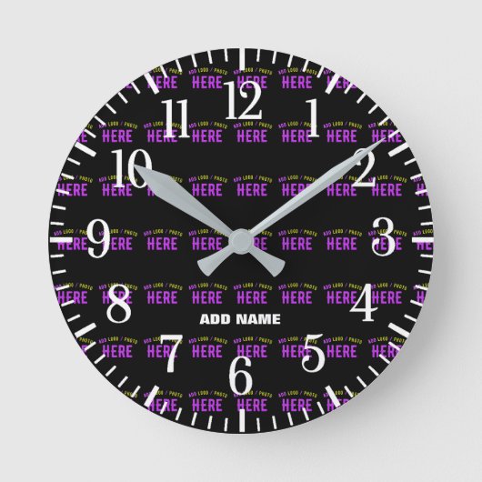 STYLISH MODERN CUSTOMIZABLE BLACK VERIFIED BRANDED RUNDE WANDUHR (Vorderseite)