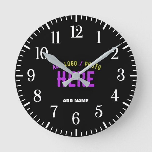 STYLISH MODERN CUSTOMIZABLE BLACK VERIFIED BRANDED RUNDE WANDUHR (Vorderseite)