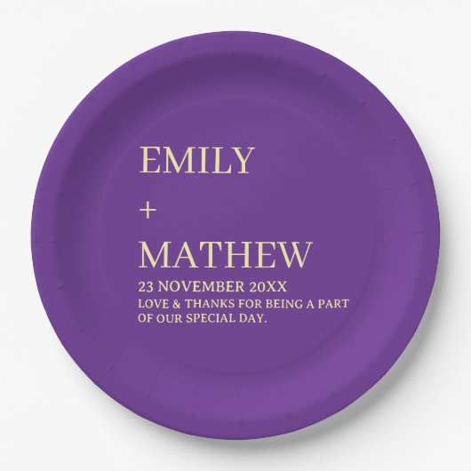 STYLISH MODERN CUSTOMIZED ELEGANT CLASSIC WEDDING  PAPPTELLER (Vorderseite)