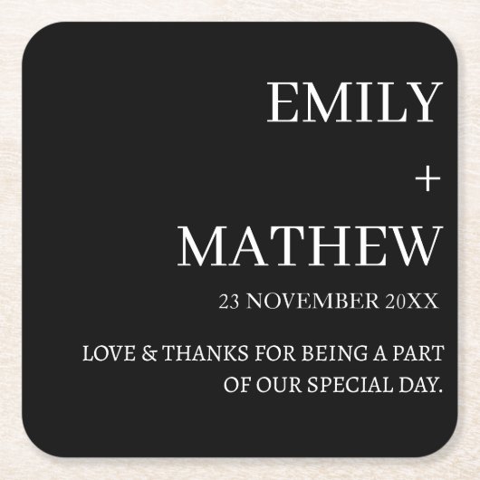 STYLISH MODERN CUSTOMIZED ELEGANT CLASSIC WEDDING  RECHTECKIGER PAPPUNTERSETZER (Vorderseite)