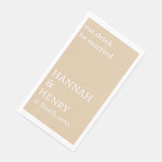 STYLISH MODERN CUSTOMIZED SCRIPT KHAKI WEDDING  SERVIETTE (Ecke)