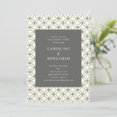 Stylish Modern Geometric Line Art Gray Engagement Einladung (Stehend Vorderseite)