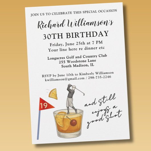 Stylish Modern Golf Humorous 30th Birthday Party Einladung