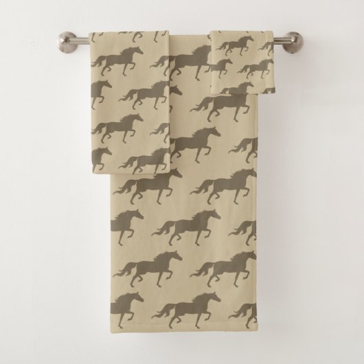 Stylish Modern Horse Silhouettes on Light Beige Badhandtuch Set (Insitu)