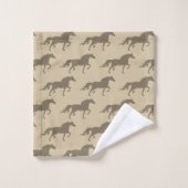 Stylish Modern Horse Silhouettes on Light Beige Badhandtuch Set (Waschlappen)