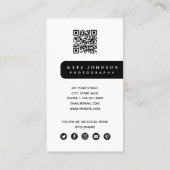 Stylish Modern Minimal Photo QR Code Social Media Visitenkarte (Rückseite)