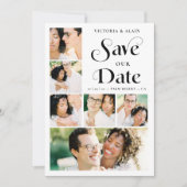 Stylish Modern Minimalist 6-Photo Collage Wedding  Save The Date (Vorderseite)