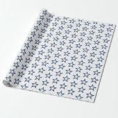 Stylish Modern Navy Blue and White Stars Christmas Geschenkpapier (Ungerollt)