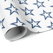 Stylish Modern Navy Blue and White Stars Christmas Geschenkpapier (Rolleneckpunkt)