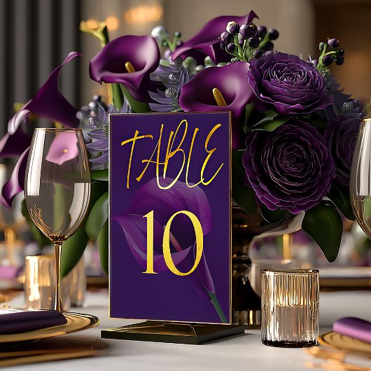 Stylish Modern Purple Calla Lily Table Number Tischnummer