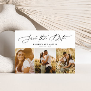Stylish Modern Script 3-Foto Multi Save The Date