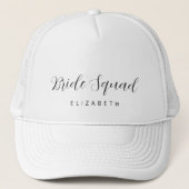 Stylish Modern Simple Bride Squad Bridesmaid Name Truckerkappe (Vorderseite)