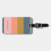 Stylish Modern Stripes Earth Tones Name Contact Gepäckanhänger (Vorderseite horizontal)