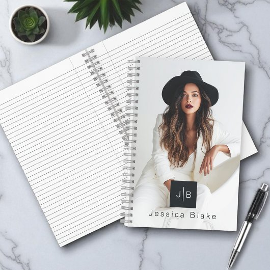 Stylish Modern Woman Entrepreneur Monogram Photo Notizblock