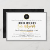 STYLISH MONOGRAM BAR MITZVAH EINLADUNG (Vorne/Hinten)