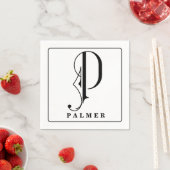 Stylish Monogram Initial P Nachname Bearbeitbar Serviette (Beispiel)