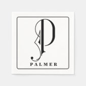 Stylish Monogram Initial P Nachname Bearbeitbar Serviette (Vorderseite)