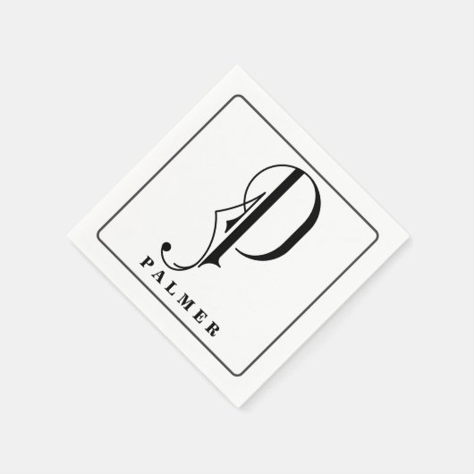 Stylish Monogram Initial P Nachname Bearbeitbar Serviette (Ecke)