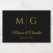 Stylish Monogram With Couple Name Black Lebensmitteletikett (Einzelnes Label)