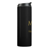 Stylish Monogram With Couple Name Black Thermosbecher (Nach links gedreht)