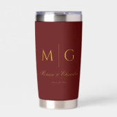 Stylish Monogram With Couple Name Maroon Thermobecher (Vorderseite)