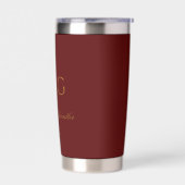 Stylish Monogram With Couple Name Maroon Thermobecher (Links)
