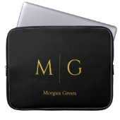 Stylish Monogram with Name Design Black Laptopschutzhülle (Vorderseite)