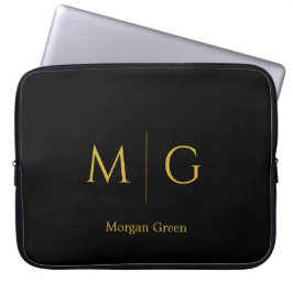 Stylish Monogram with Name Design Black Laptopschutzhülle