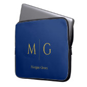 Stylish Monogram with Name Design Navy Laptopschutzhülle (Vorderseite Links)