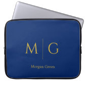 Stylish Monogram with Name Design Navy Laptopschutzhülle (Vorderseite)