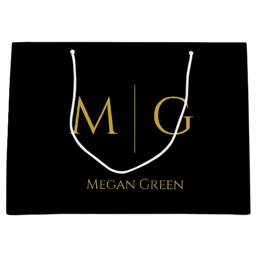 Stylish Monogram With Name Personalized Große Geschenktüte (Vorderseite)