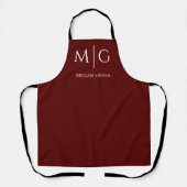 Stylish Monogram With Name Personalized Maroon Schürze (Vorderseite)