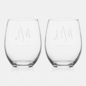 Stylish Mr. & Mrs. Custom Nachname & Date Wedding Weinglas Ohne Stiel (Rückseite)