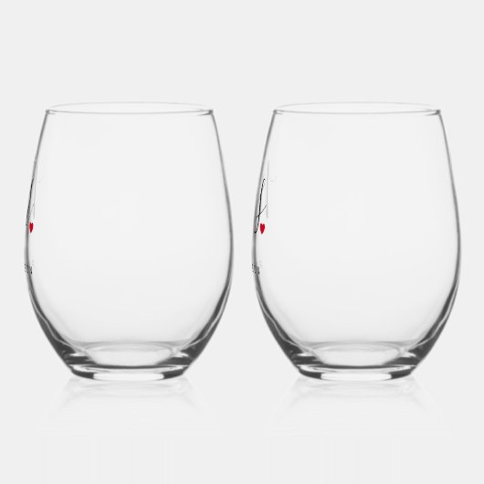 Stylish Mr. & Mrs. Custom Nachname & Date Wedding Weinglas Ohne Stiel (Links)