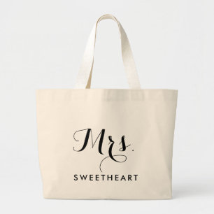 Stylish Mrs & Name Text Jumbo Tasche für Brides