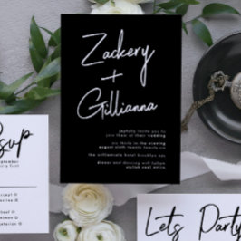 Stylish NAMES | Moderne Schwarz-Weiß-Hochzeit Einladung