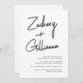 Stylish NAMES | Moderner Schwarz-Weiß-Heiratsinvit Einladung (Vorne/Hinten)