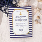 Stylish Nautical Gold Anchor Wedding Invitation Einladung