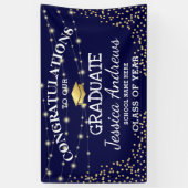 Stylish Navy & Gold Class 2025 Abschluss Banner (Vertikal)