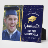 Stylish Navy & Gold Class of 2025 Abschluss Foto Fotoplatte (Seite)