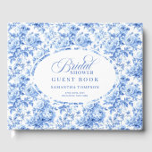 Stylish Navy Toile Roses Bridal Shower Guest Book Gästebuch (Vorderseite)