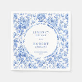 Stylish Navy Toile Roses Personalized Wedding Serviette (Vorderseite)