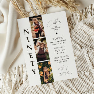 Stylish NINETY Foto-Streifen 90. Geburtstag Einladung