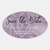 Stylish Old Lavender Strokes "Save the Date" Ovaler Aufkleber (Vorderseite)