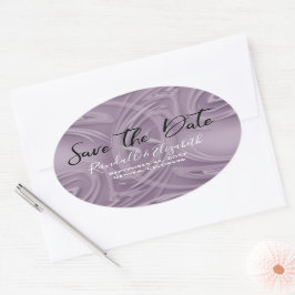 Stylish Old Lavender Strokes "Save the Date" Ovaler Aufkleber