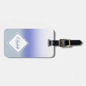 Stylish Ombre Blue Pastel Initial Letter Monogram Gepäckanhänger (Vorderseite horizontal)